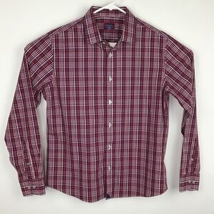 UNTUCKit Plaid Button Down Shirt Large Slim Fit | Burgundy Long Sleeve EUC